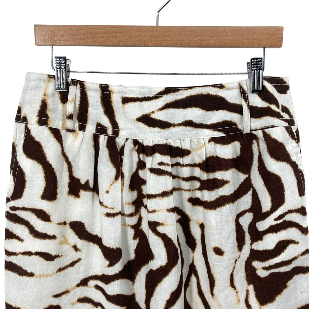 Banana Republic 10 Brown White Animal Print Mini Skirt Linen